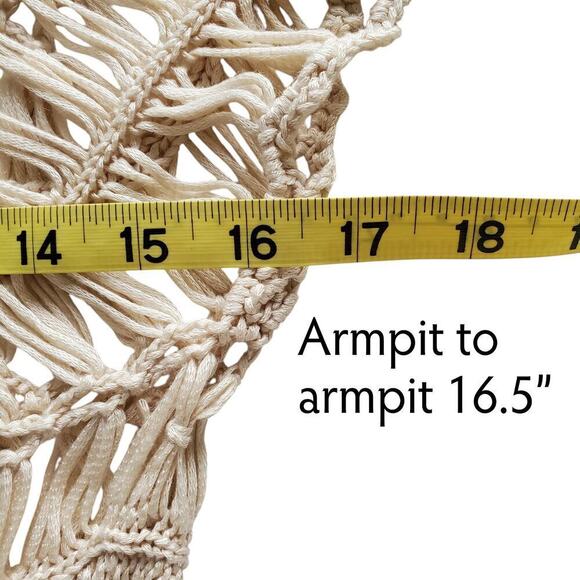 Macramé Crochet Open Weave Dress Beach Coverup Beige Size S/M - Picture 7 of 11